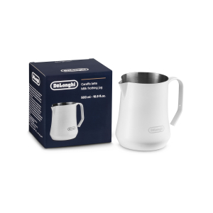 Bílá konvička na pěnění mléka DeLonghi